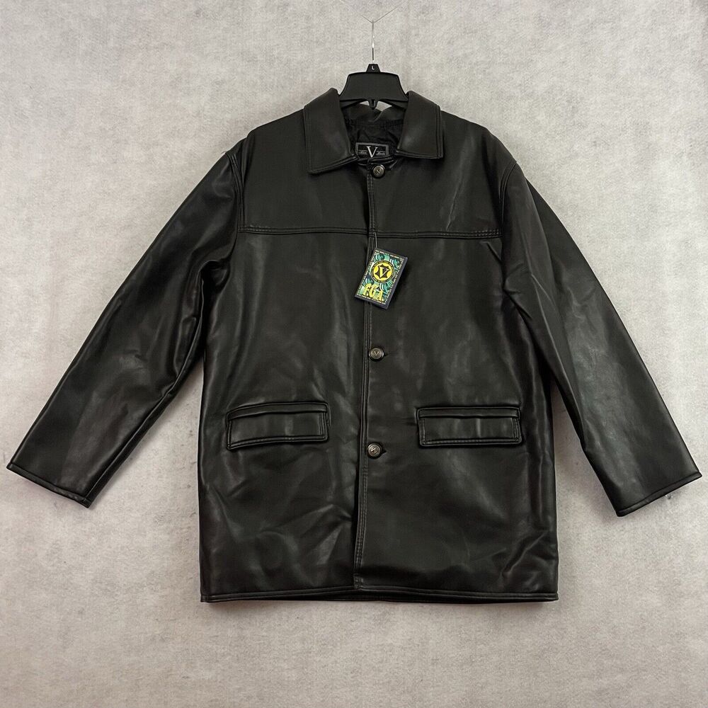 Alta V Moda Italian Leather Coat Mens Size 44 Black Quilted Lined Italy NWT - Picture 6 of 13